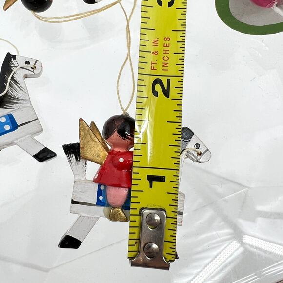 Vintage Miniature Wooden Hand Painted Angel Ornaments Lot of 6 - Picture 5 of 5